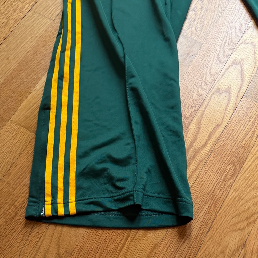 adidas Green Track Pants with Yellow Side Stripes - Picture 3 of 8